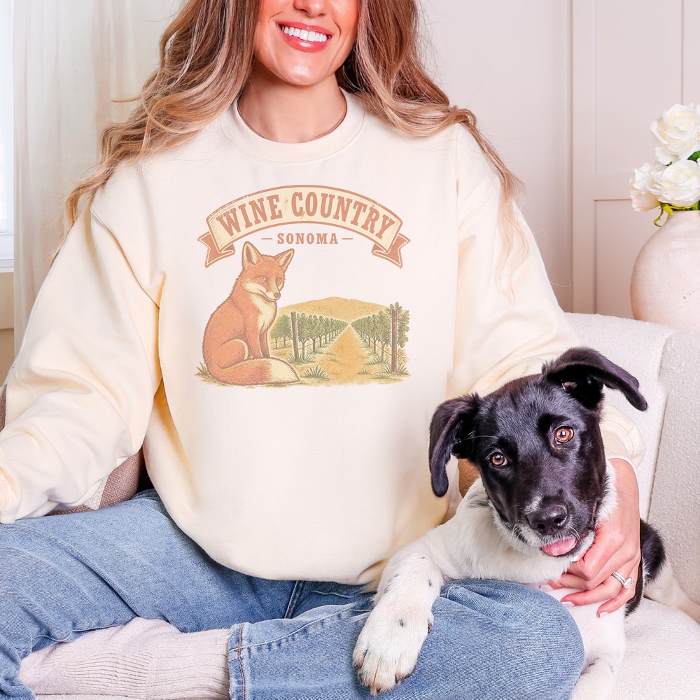 Wine Country Sonoma Fox Seated in the Vineyard Sweatshirt